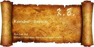 Kender Bence névjegykártya